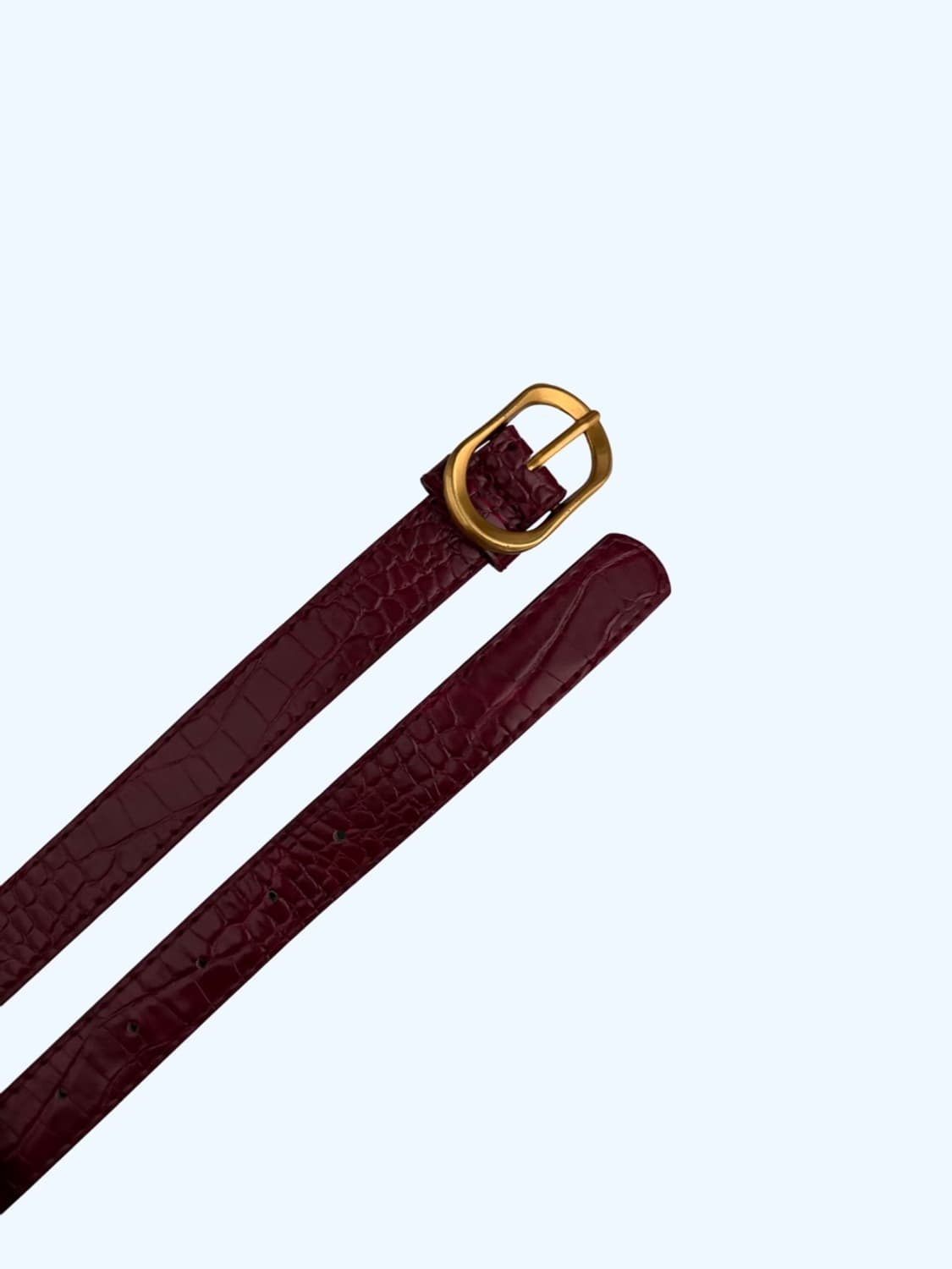 버건디 크로커다일 레더 벨트 상품이미지2