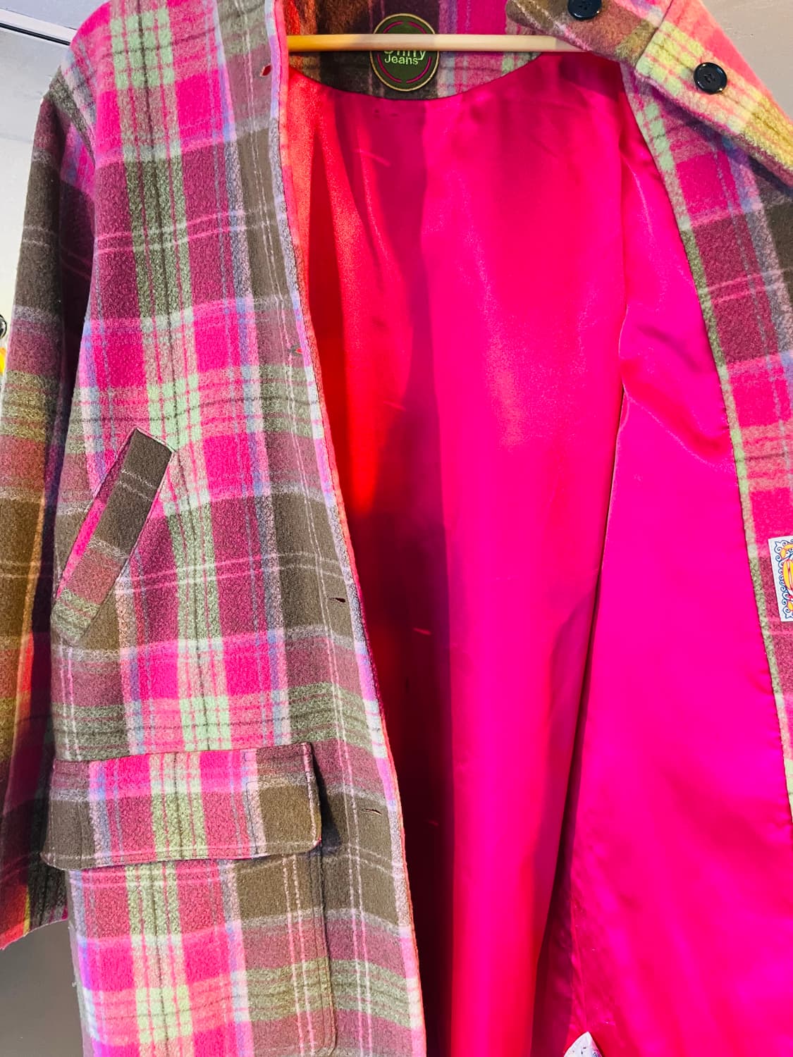 오일릴리 체크 후드 코트 상품이미지3