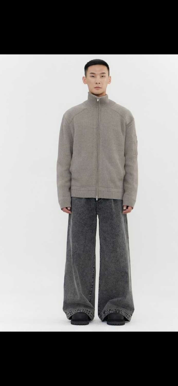 준지  조직변형 배색니트집업 상품이미지1