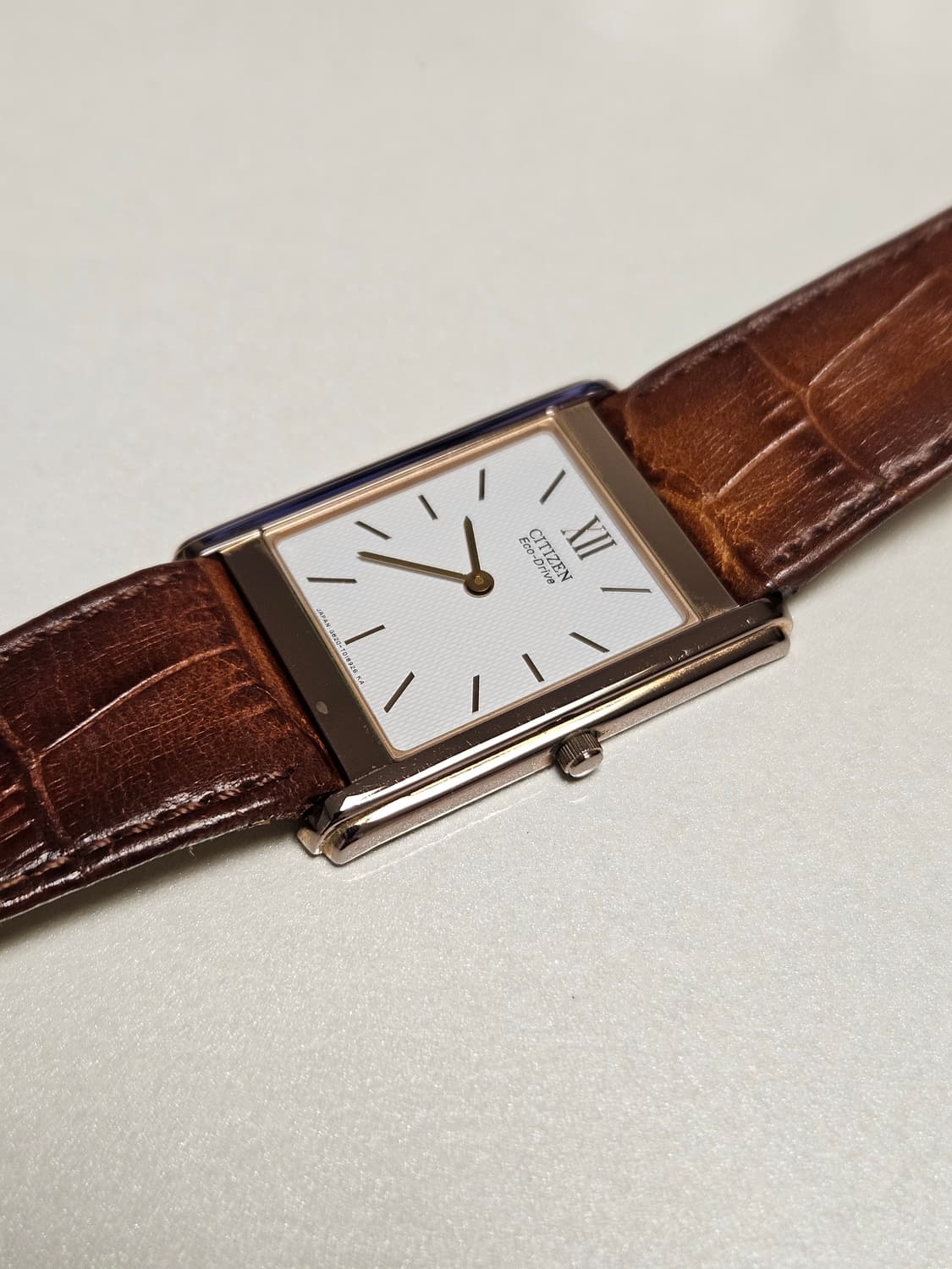 빈티지 시티즌 탱크 에코드라이브 사각 가죽 시계 상품이미지4