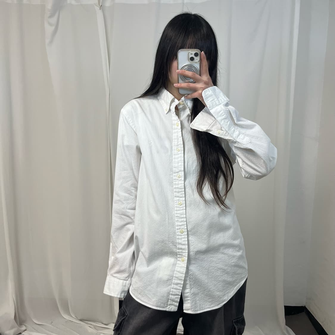 Polo white seersucker stripe shirt 상품이미지1