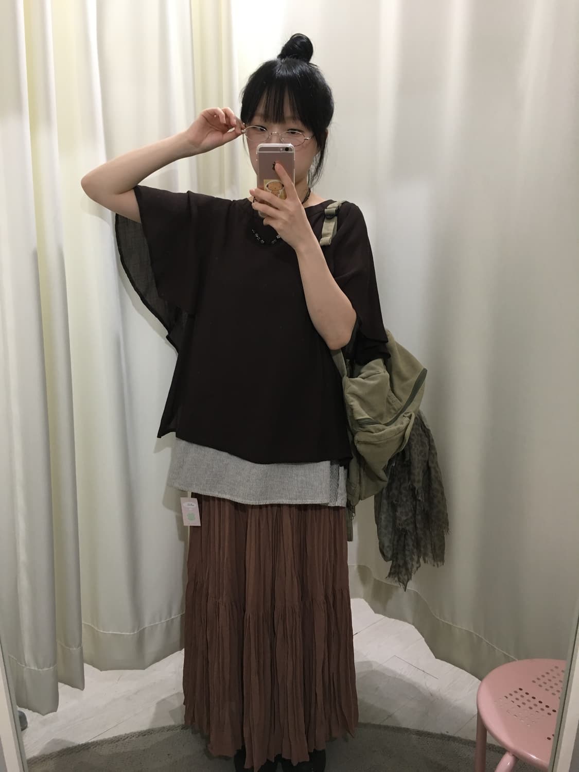 히피 모리 인디핑크 브릭 주름 스커트 상품이미지2