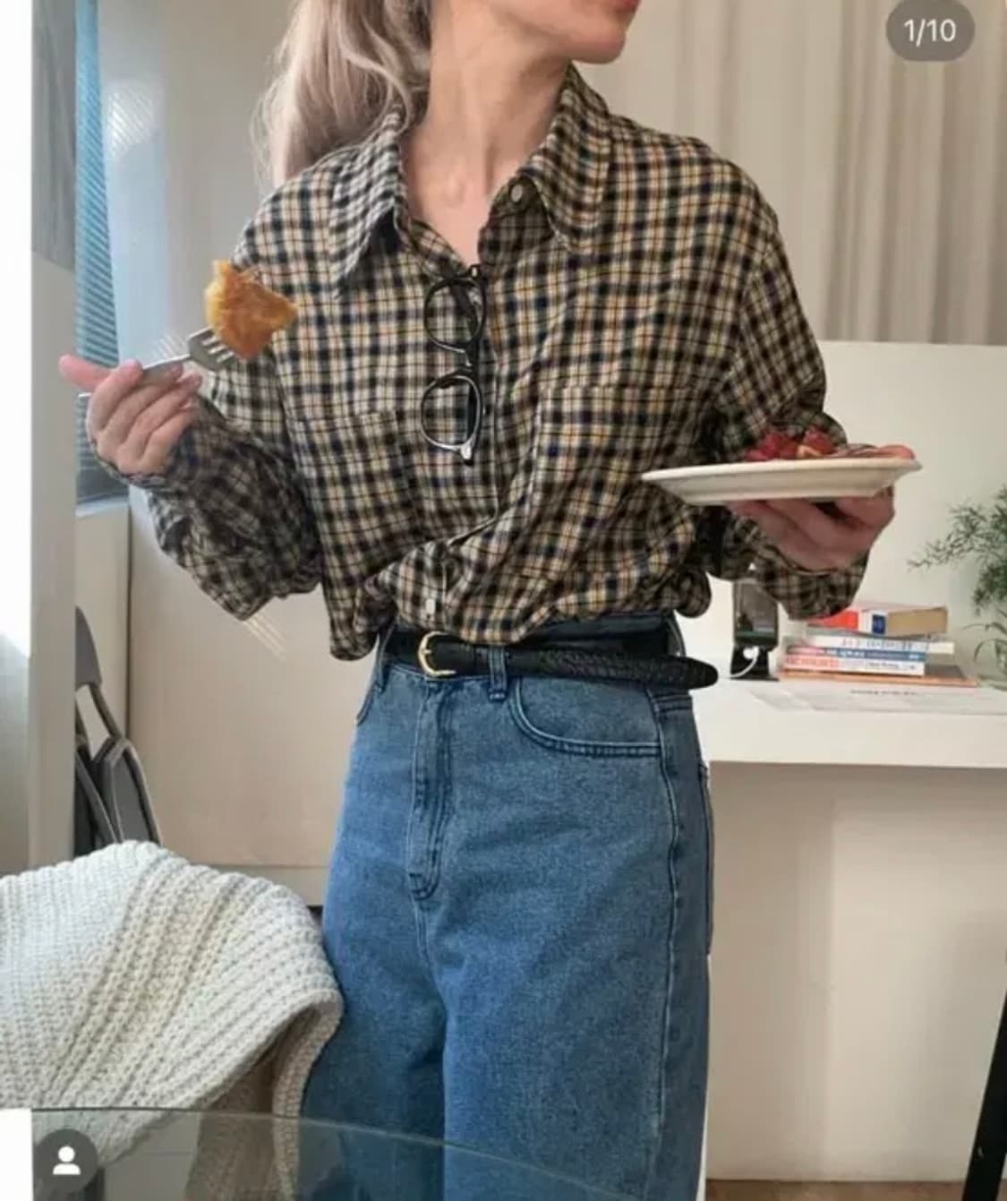 리넨느 무어체크남방(옐로우) 상품이미지1