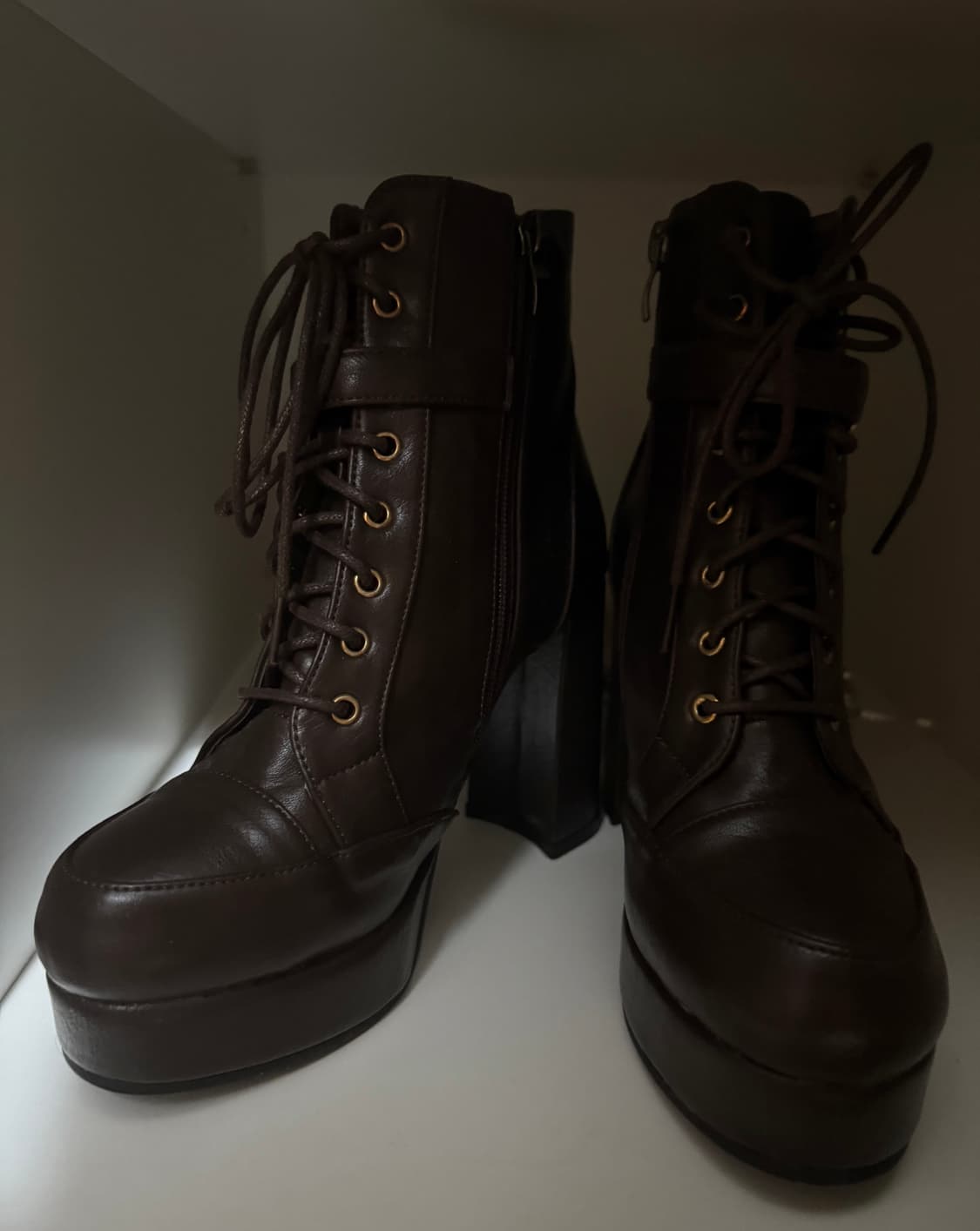 [새상품] 브라운 통굽 가보시 워커 부츠 상품이미지1