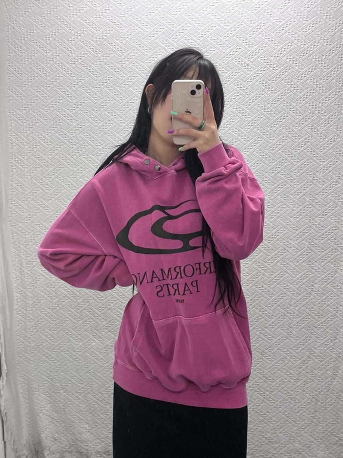 트래블 Y2K 레트로 마젠타 핑크 후드티 M C07089 상품이미지1