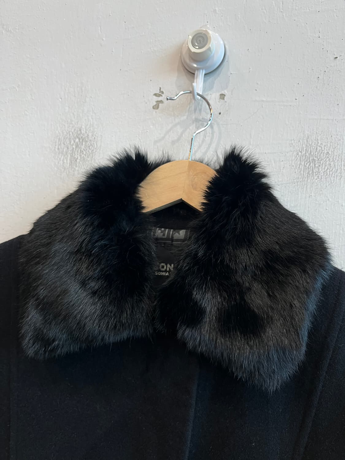 소니아리키엘 울 앙고라 퍼 코트 블랙 상품이미지2