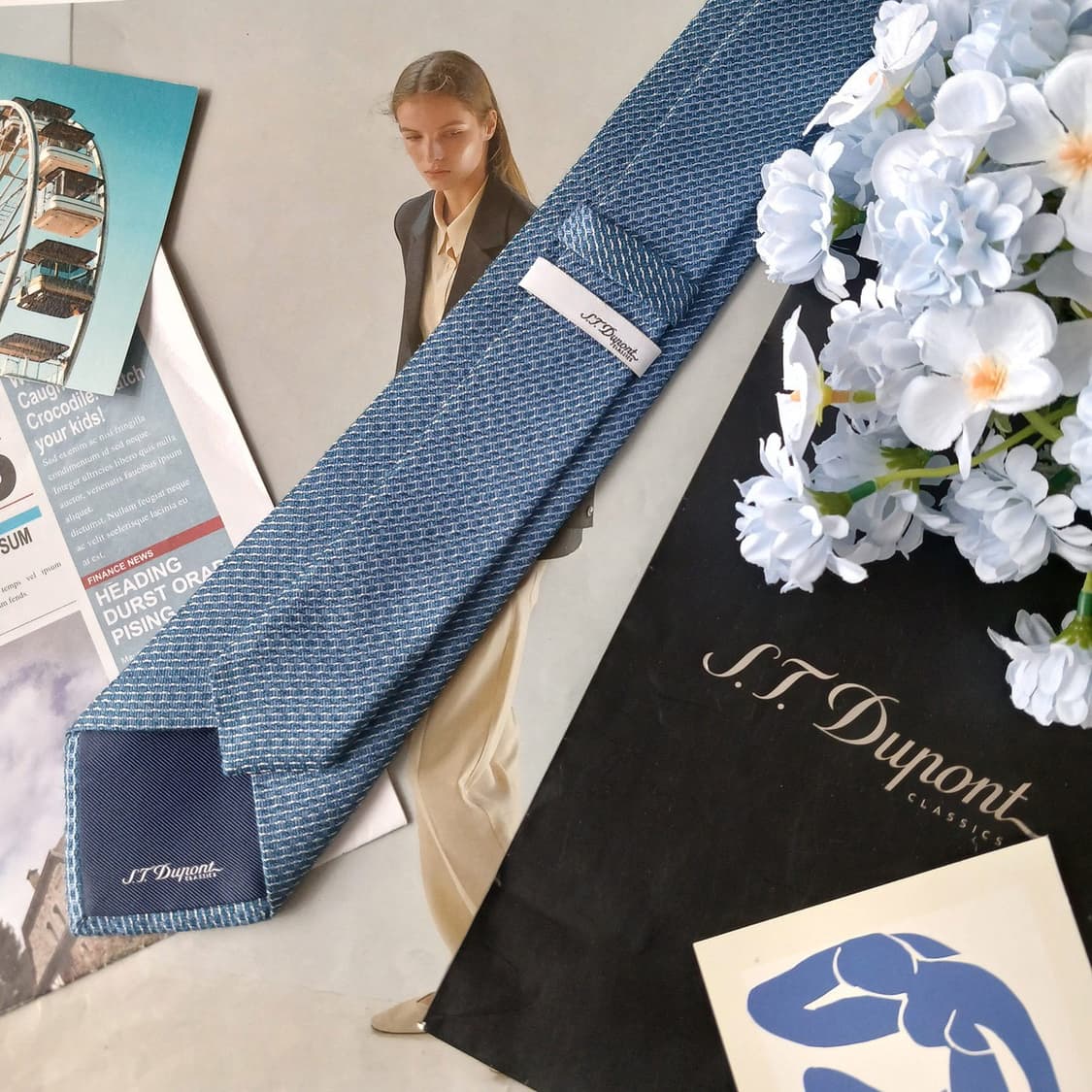 에스티듀퐁 넥타이 스퀘어 조직 패턴 8cm A~B등급 A19874 상품이미지4