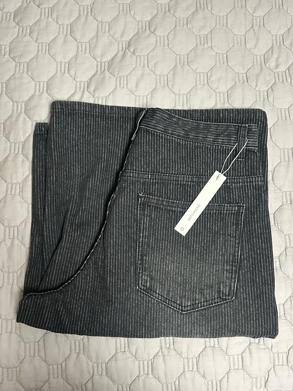 시그니처 리브드 데님 버뮤다 블랙 m 상품이미지4