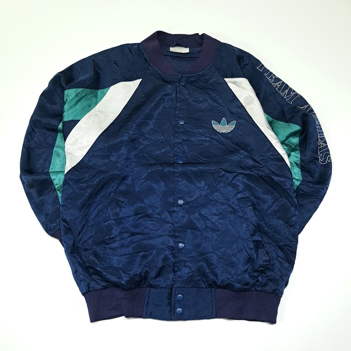 CL305 L 아디다스 90s 새틴 팀아디다스 자수 네이비 자켓 아우터 상품이미지1