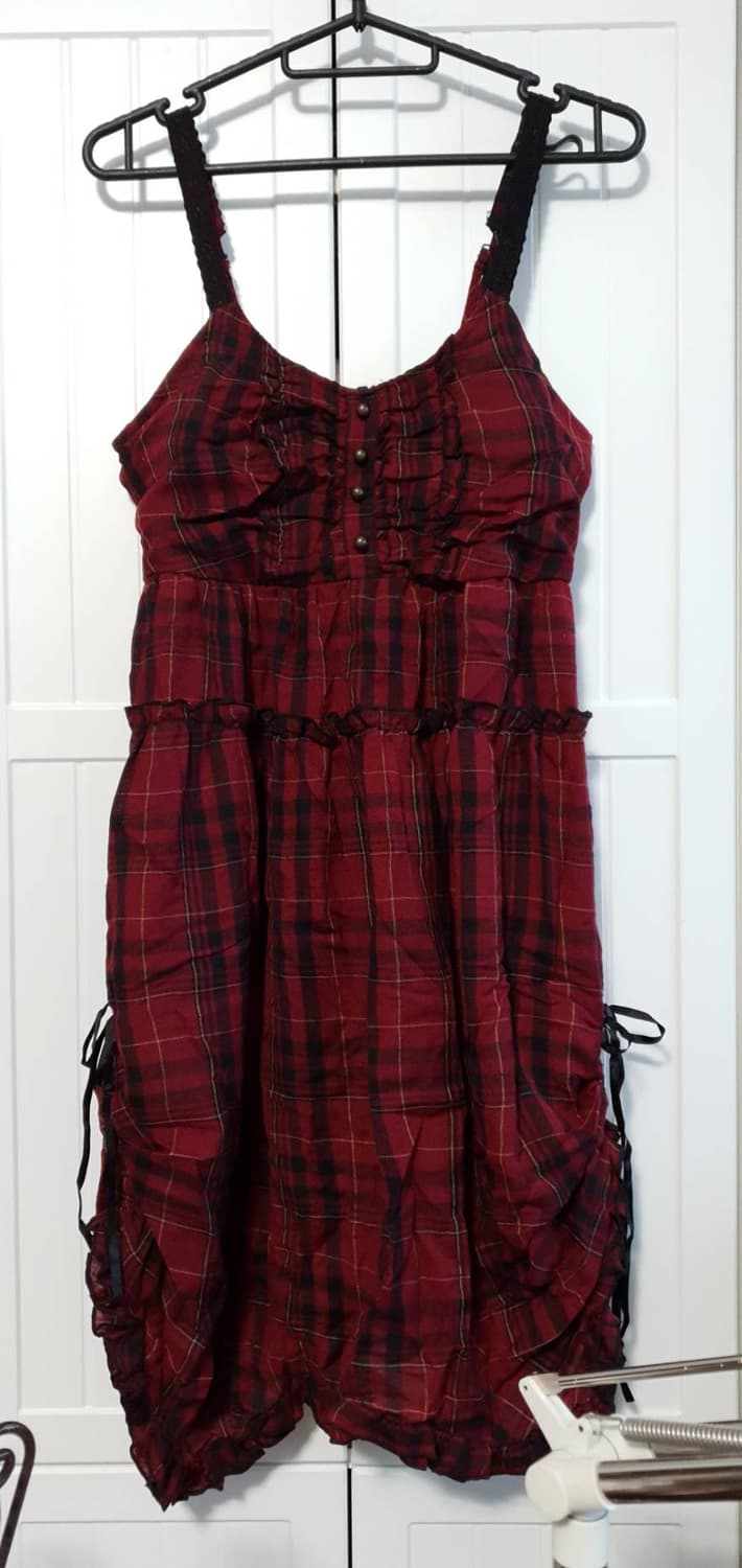 axes femme 엑시즈팜 레드 체크원피스 상품이미지1