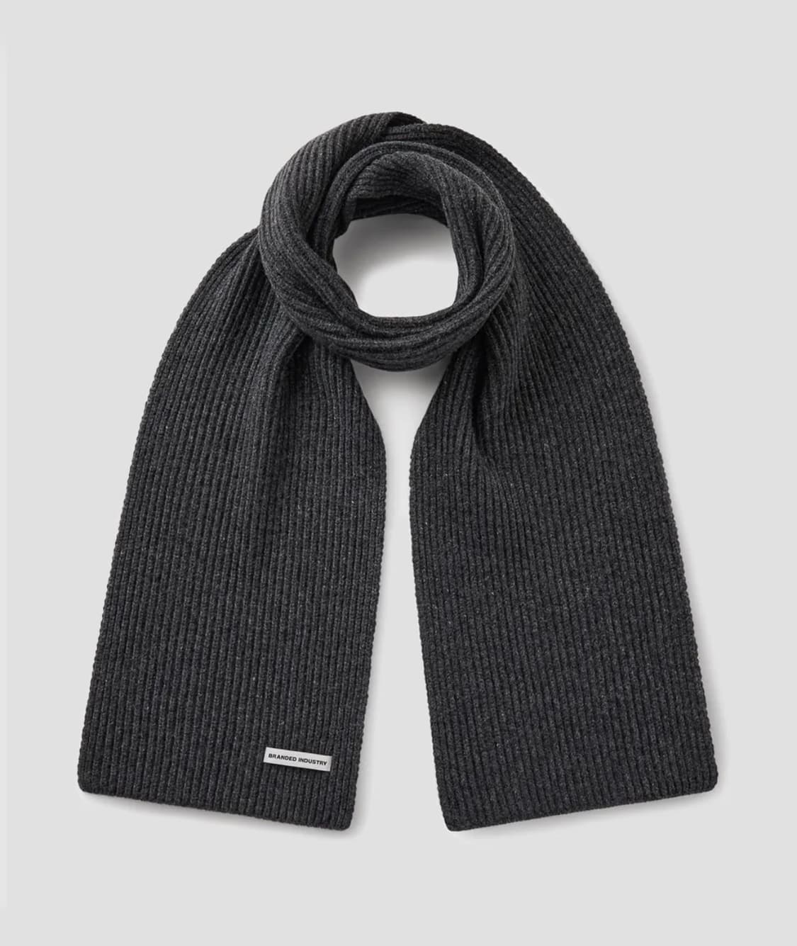 (OS) 브랜디드 리브드 니트 머플러 차콜 상품이미지1