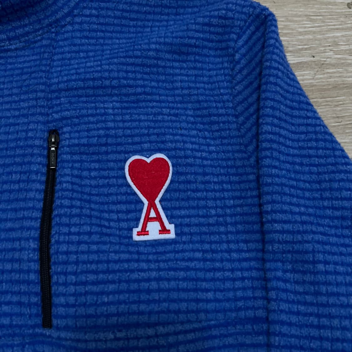 아미 하트 자수로고 와플 후리스 웜업 풀오버 [블루] XL/105 상품이미지4