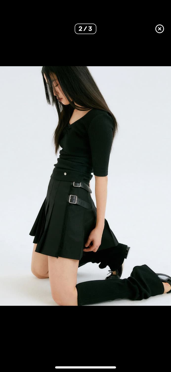 할로미늄 언발란스 랩 스커트 상품이미지2