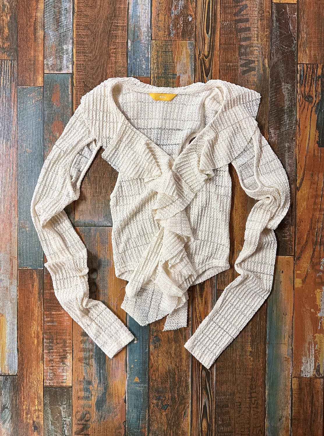 (F)KYO 컷아웃 프릴 져지 레이스 티 상품이미지5