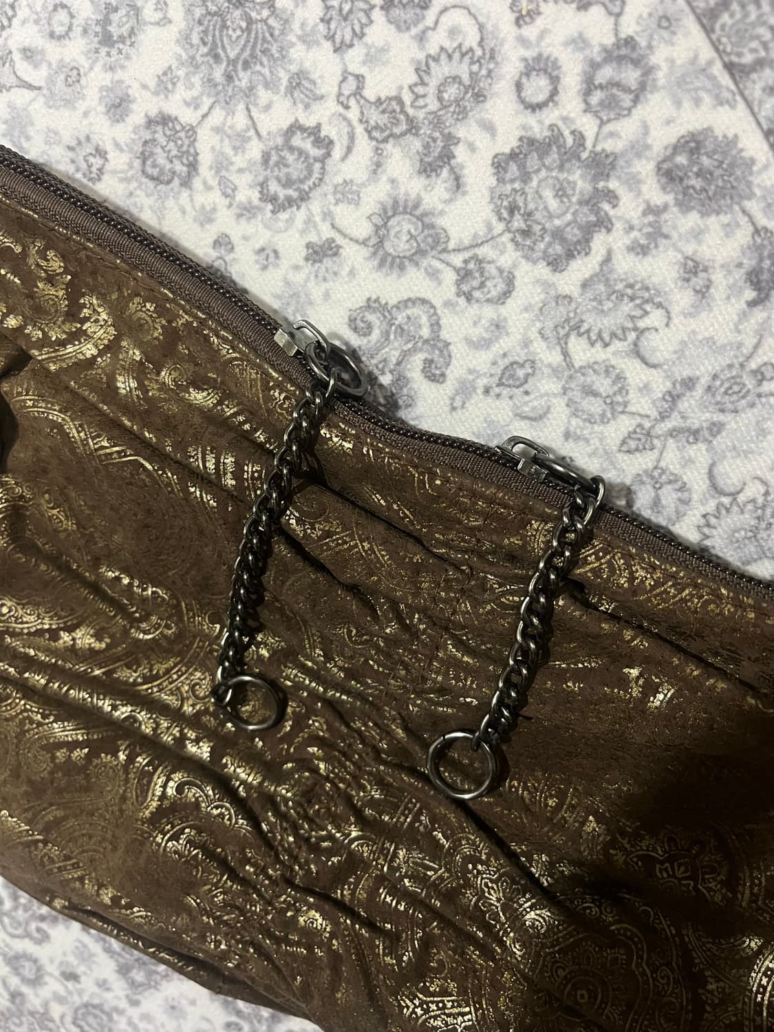 오리엔탈 에스닉 스톤 브라운 체인 프린지 백 상품이미지4