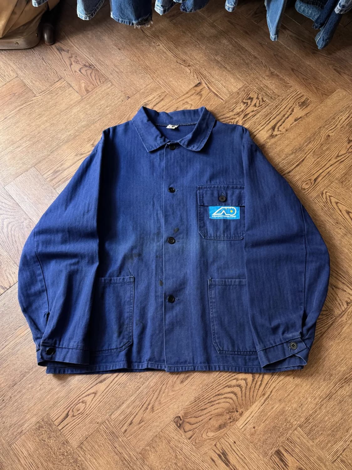 [2XL]빈티지 3포켓 헤링본 트윌 프렌치 워크자켓 상품이미지1