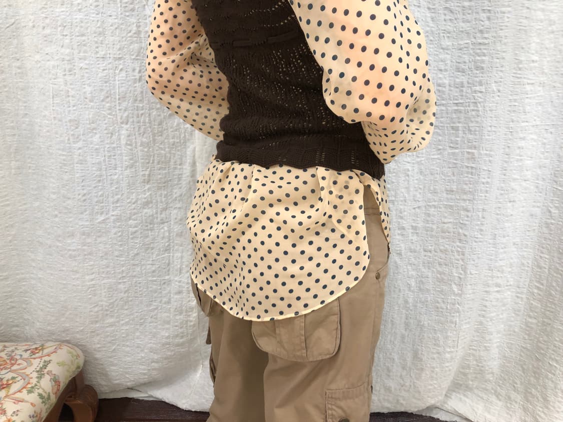 Yellow beige sheer blouse 상품이미지2