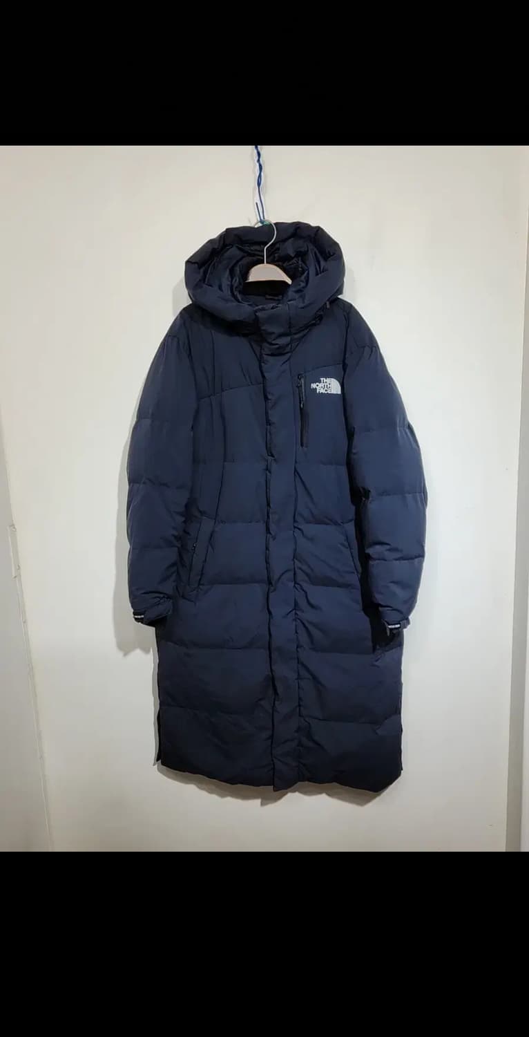 (L) 노스페이스 오리털 롱패딩 점퍼 네이비 후드 패딩코트  상품이미지1
