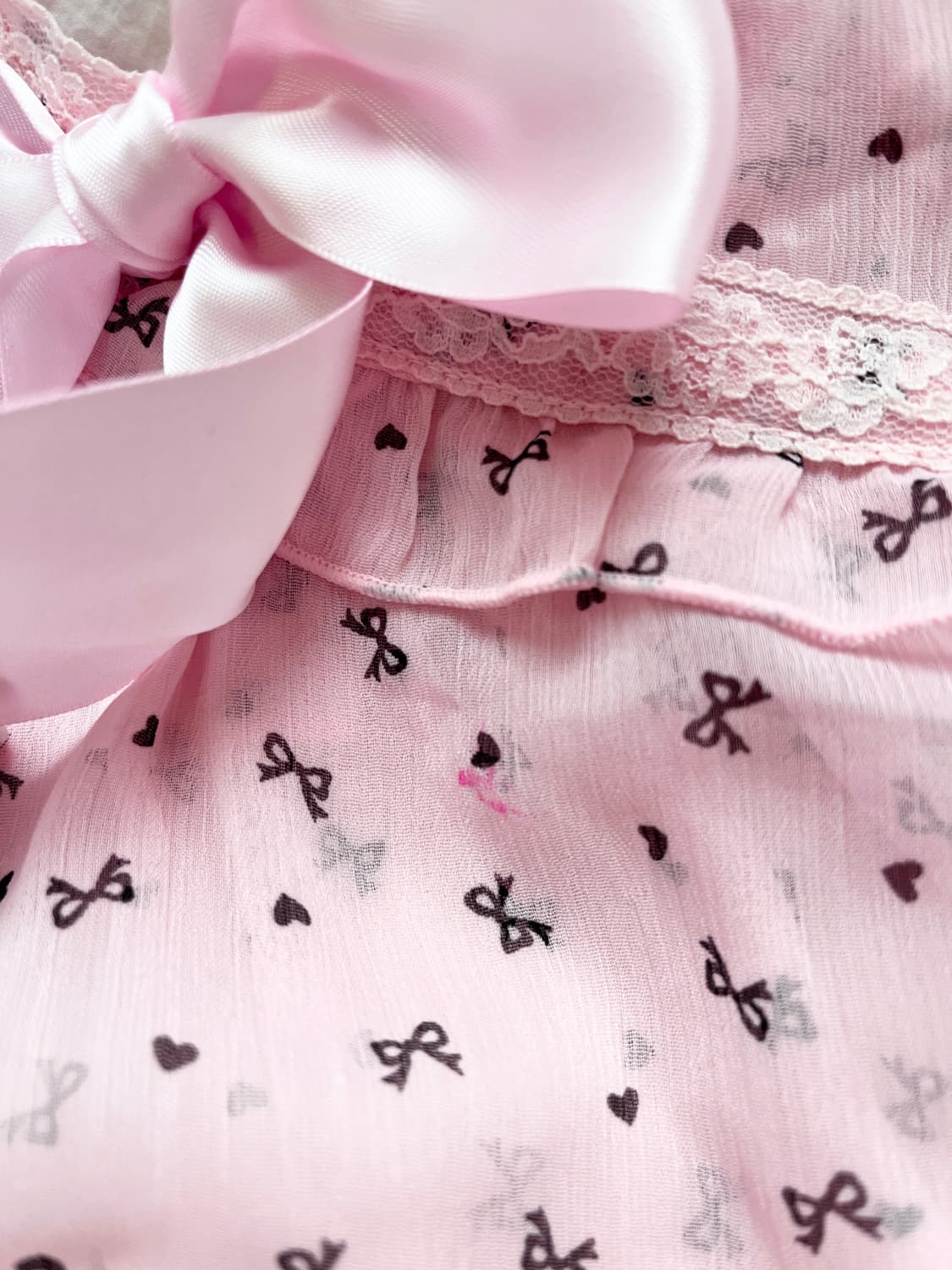 대장템 로걀 히메갸루 리본 튜닉 핑크 민소매 나시 일본 빈티지 엔젤러브 상품이미지2