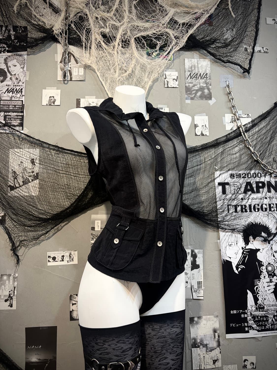 Gothic eyelet snap mesh vest  상품이미지2
