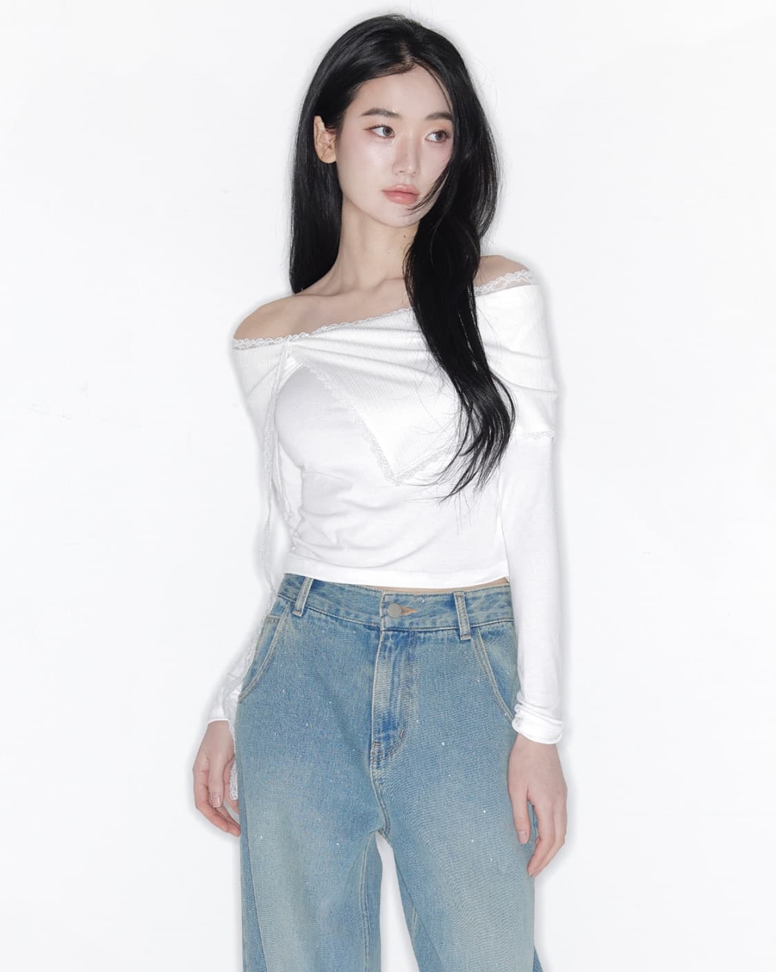 새상품 ) 더티스 스텔라 레이스 오프숄더 탑 상품이미지1