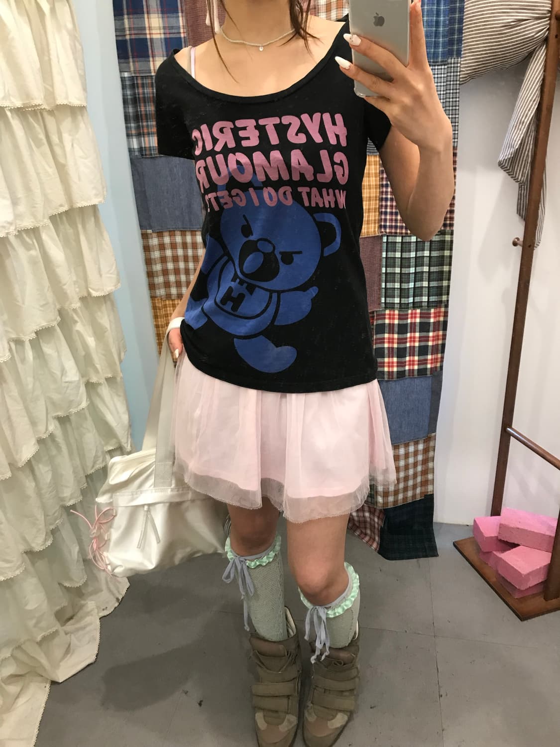 히스테릭글래머 블랙 퍽베어 반팔티셔츠 상품이미지6