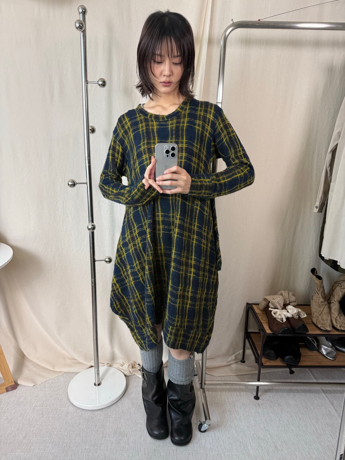 Zucca 체크 울 원피스 상품이미지2