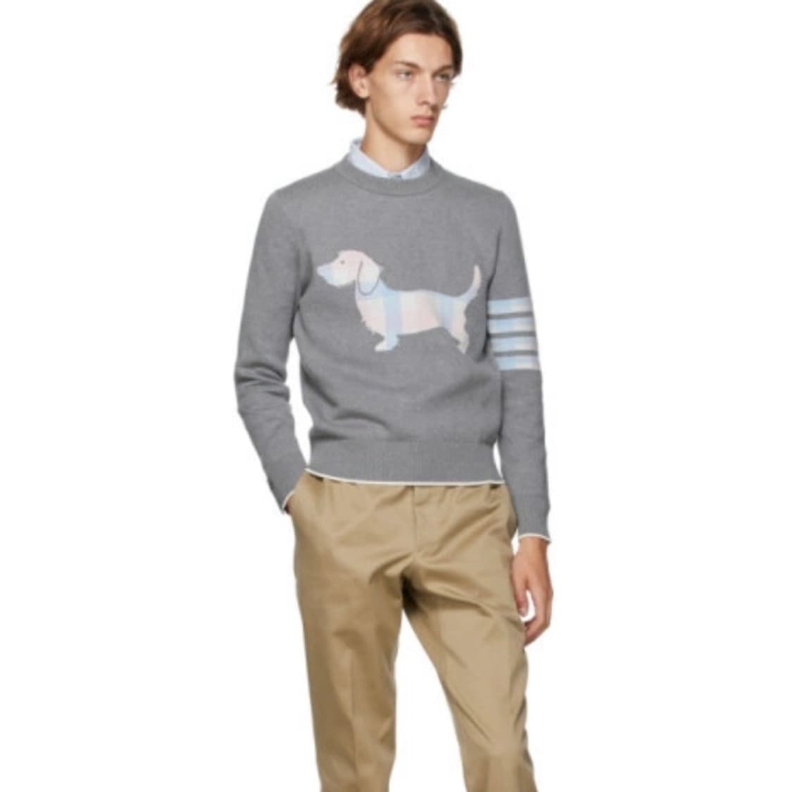 [S+급/4] 톰브라운 사선완장 헥터 니트 그레이 백화점판 상품이미지7