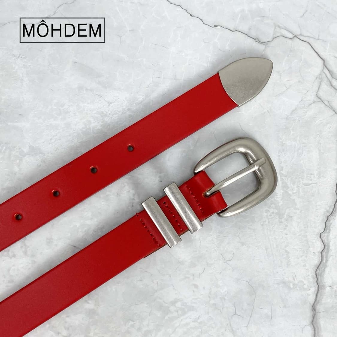 [Uinsex]더블링 웨스턴 소가죽 벨트 레드 상품이미지6