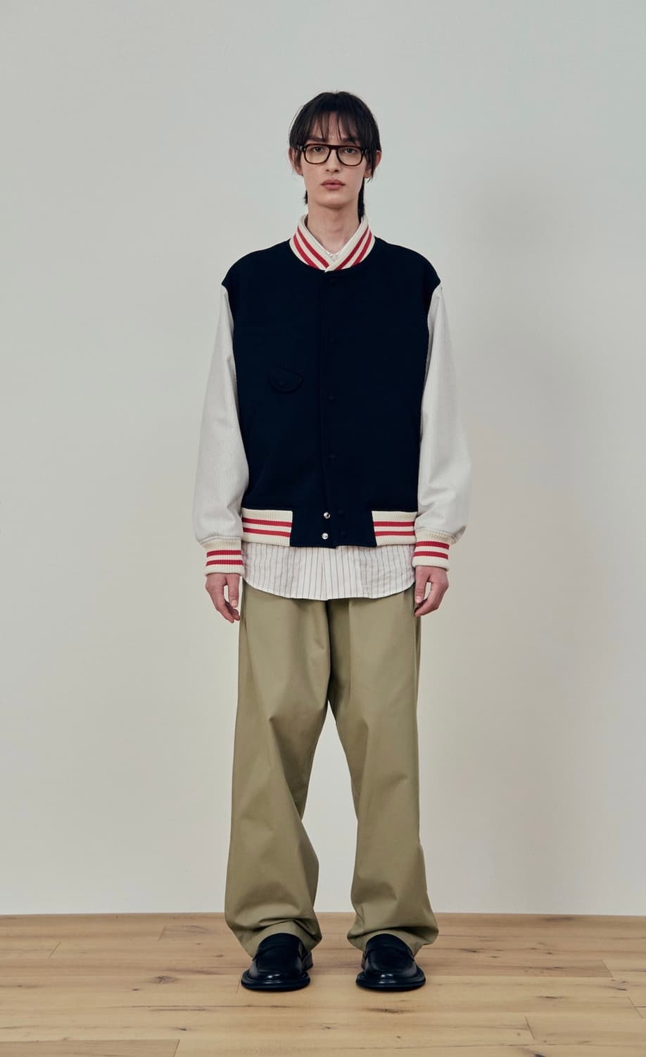 [L] STU 엠브로이더리 울 스트라이프 바시티 자켓 상품이미지2