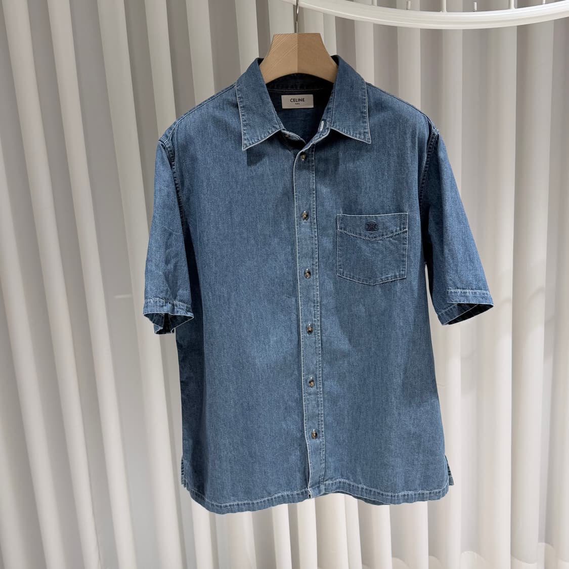 (A+/M) / 셀린느 로고 코튼 데님 유니언 오션 워시 반팔 셔츠 상품이미지3