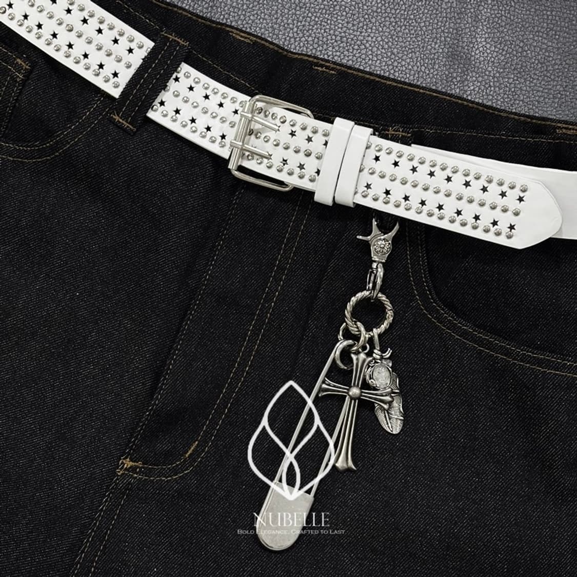 🌗 Star punched stud belt / 별 펀칭 스터드 벨트 상품이미지1