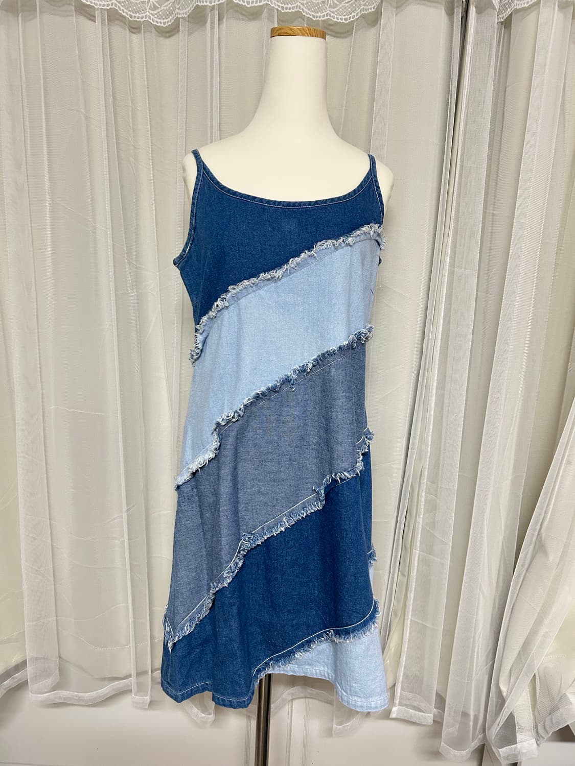 모리걸 하구미 빈티지 데님 패치원피스   상품이미지1