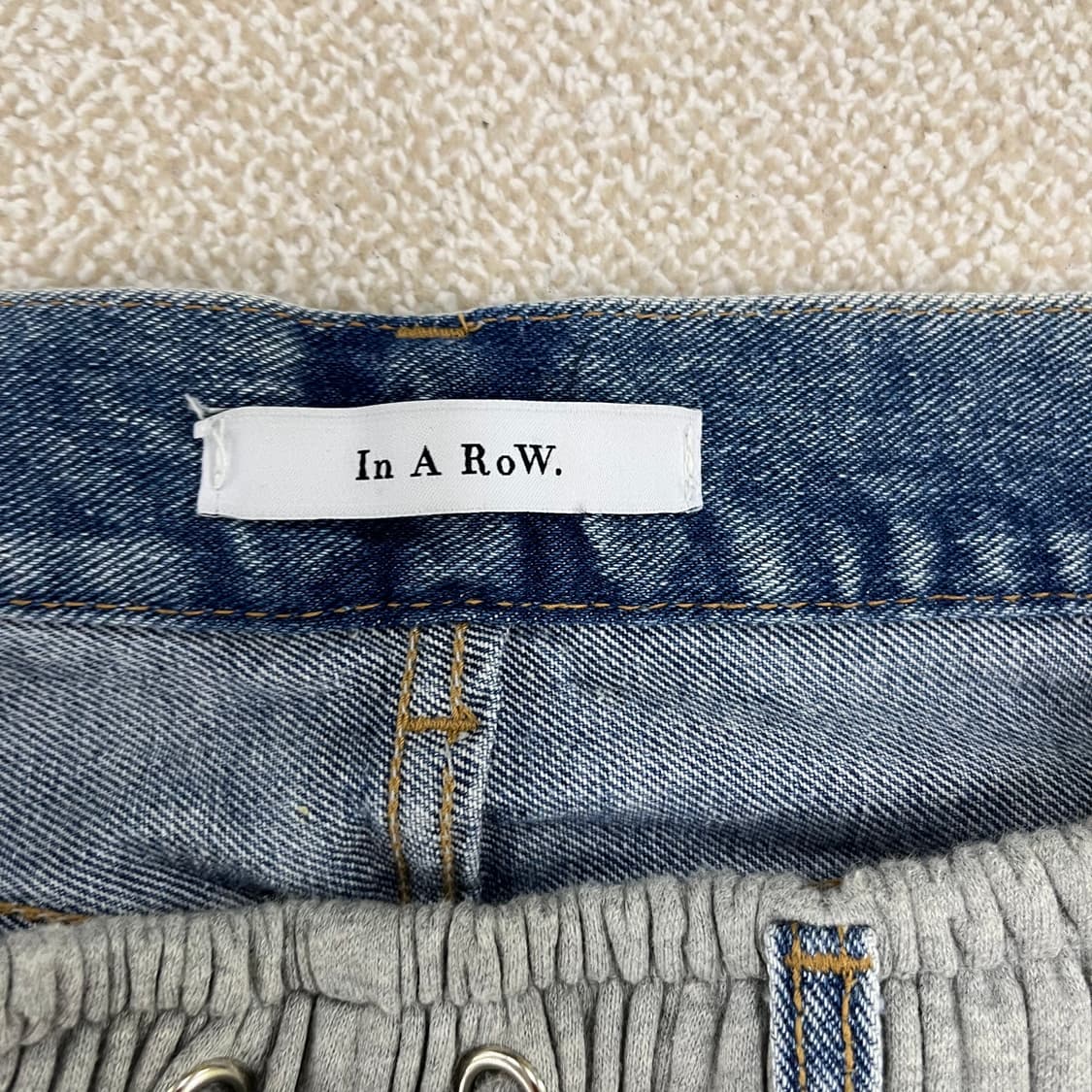 [실측확인] 빈티지 여성 아수라팬츠 배색 데님 트레이닝 조거팬츠 바지 0 상품이미지2