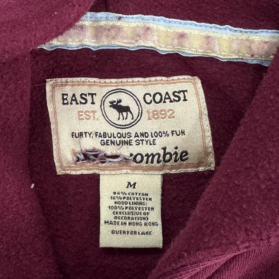 Abercrombie 아베크롬비 스펠아웃로고 버건디 후드티 상품이미지5