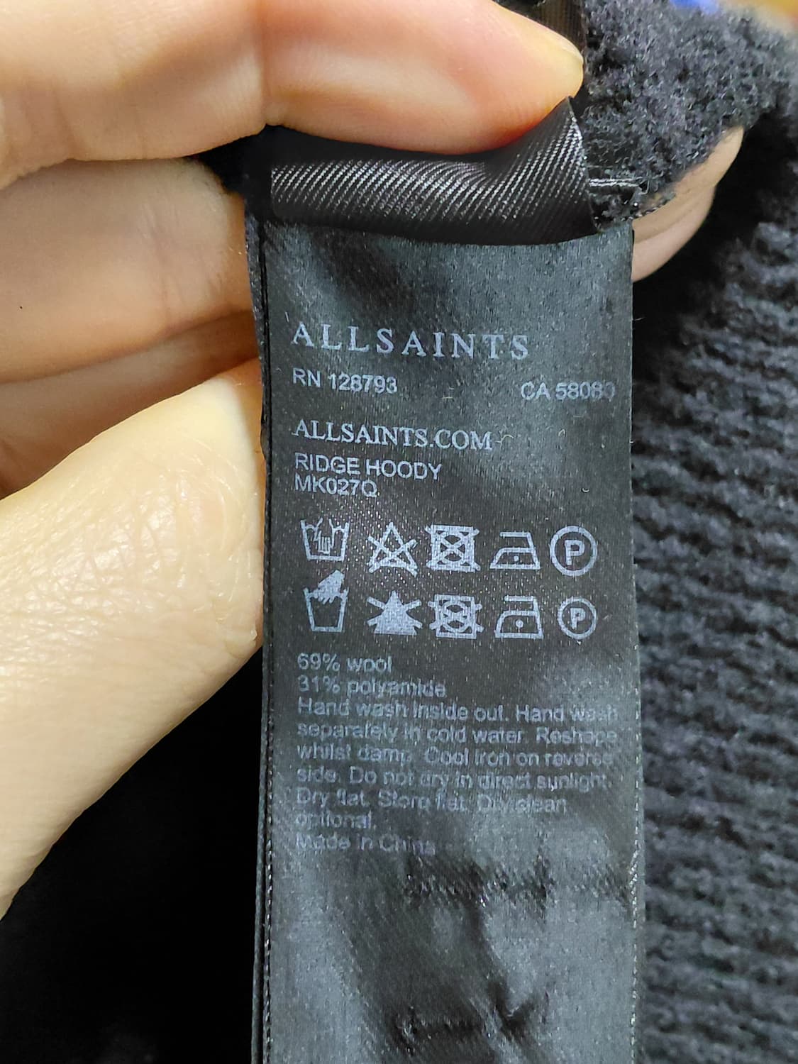 [올세인츠]울혼방 RIDGE HOODY L(105)사이즈 상품이미지6
