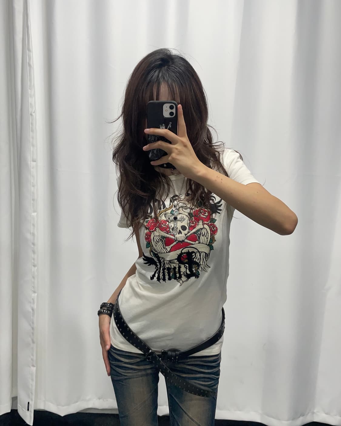 🎸화이트 스컬 프린팅 티셔츠🎸 상품이미지1