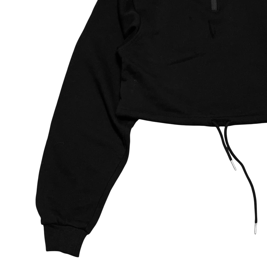 Woohwa, Strap Crop Hooded Top_black 상품이미지3