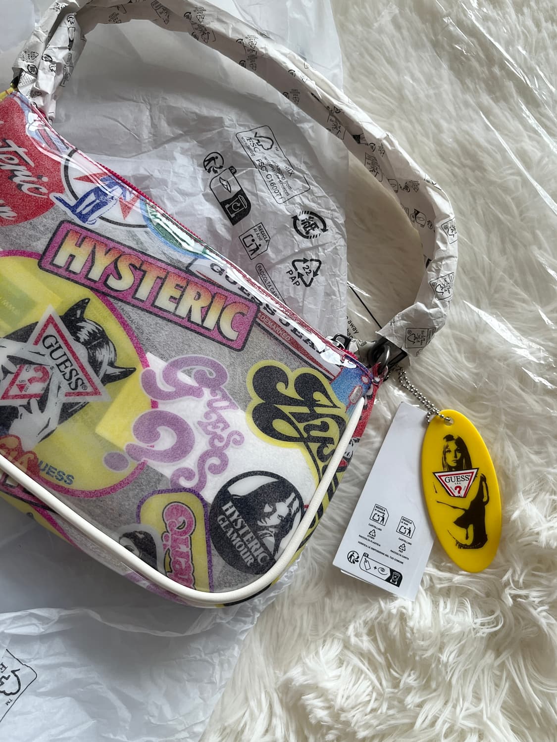 (새상품) 히스테릭 글래머 X 게스 진스 프린티드 바게트 백 숄더 백 상품이미지5