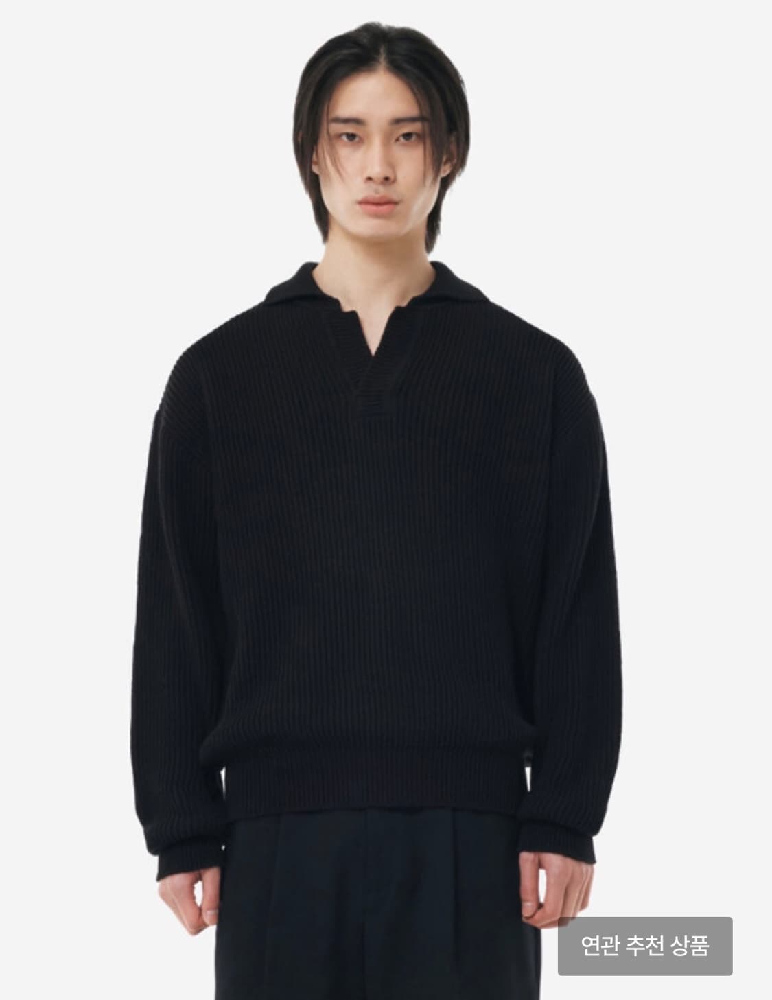 (XL) EQL Open Collar Knit Top (black) 상품이미지1