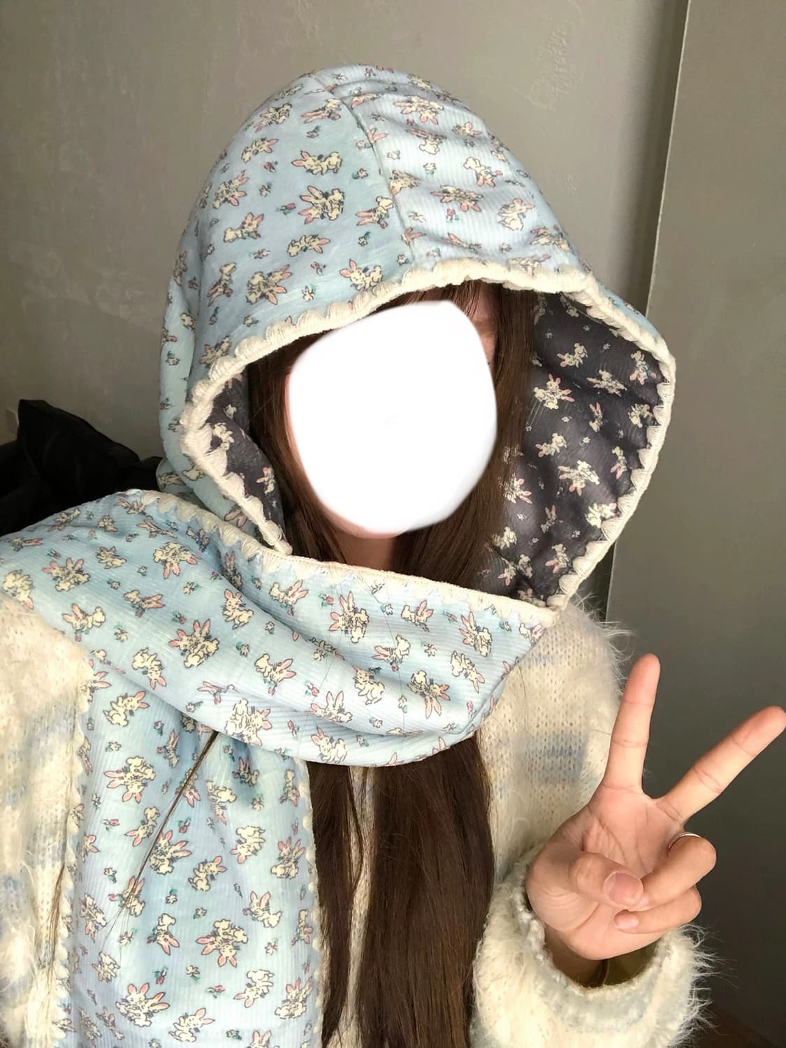 민지에나 래빗 후드 머플러 상품이미지2