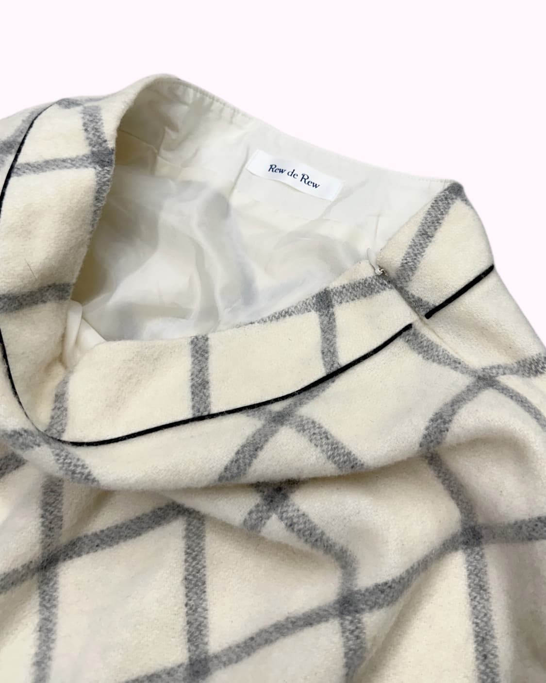 ivory wool flare check skirt 상품이미지3