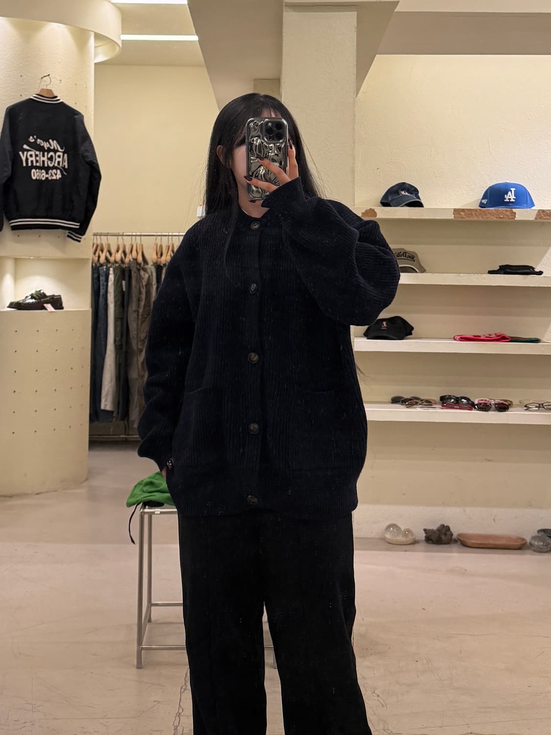 프리즘웍스 네이비 헤비 니트 버튼 가디건 U1103 상품이미지1