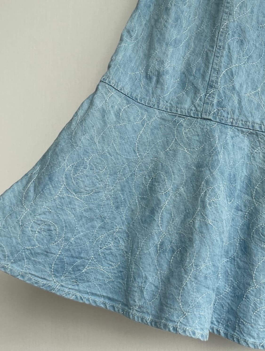 빈티지 연청 자수 머메이드 스커트 상품이미지3