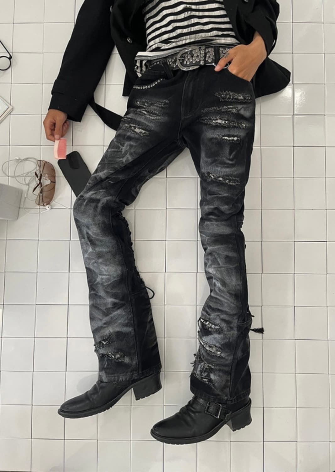 Archive Smoke Silver Stud Jeans 상품이미지1