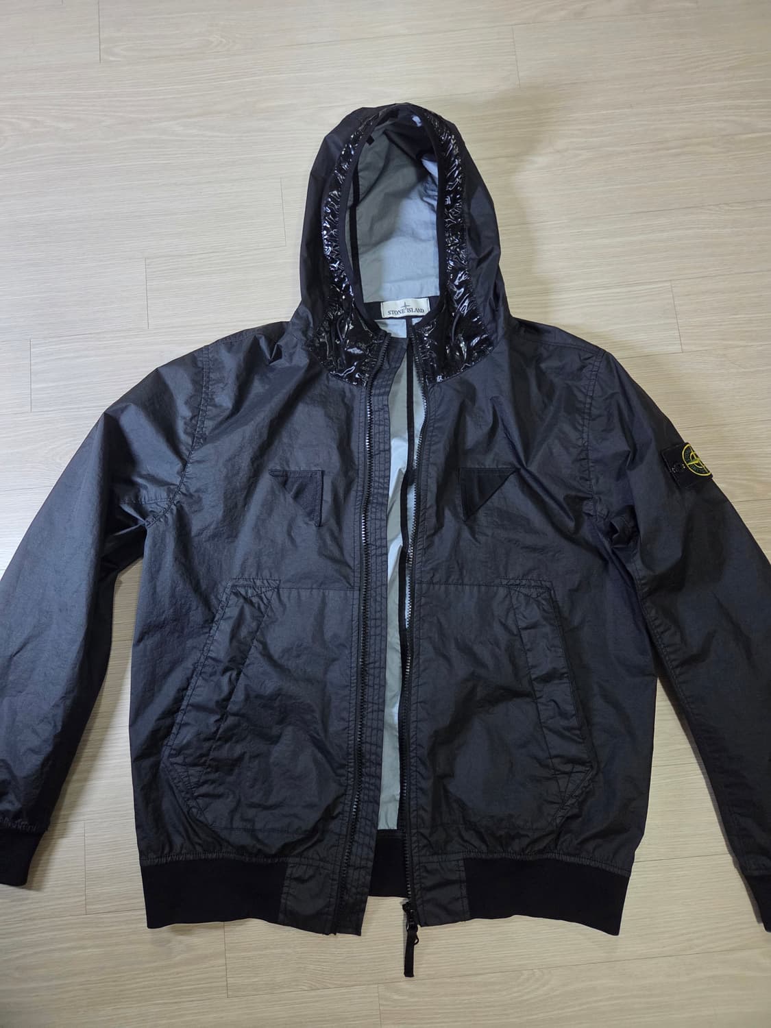 (L) 스톤아일랜드 멤브라나 3L TC 후드 바람막이 블랙 상품이미지1