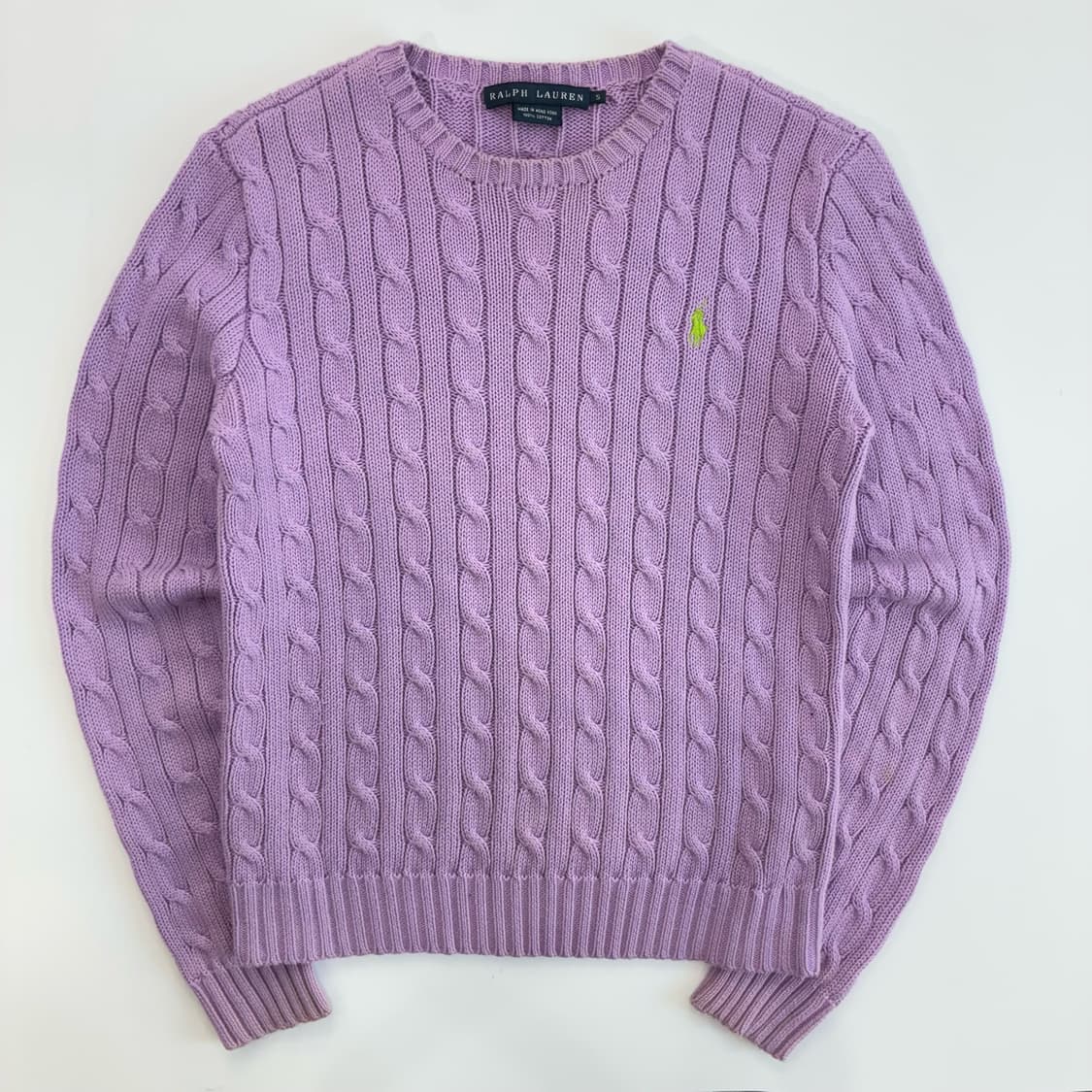 Polo  랄프로렌 자수 코튼 라벤더 꽈배기 니트  상품이미지1
