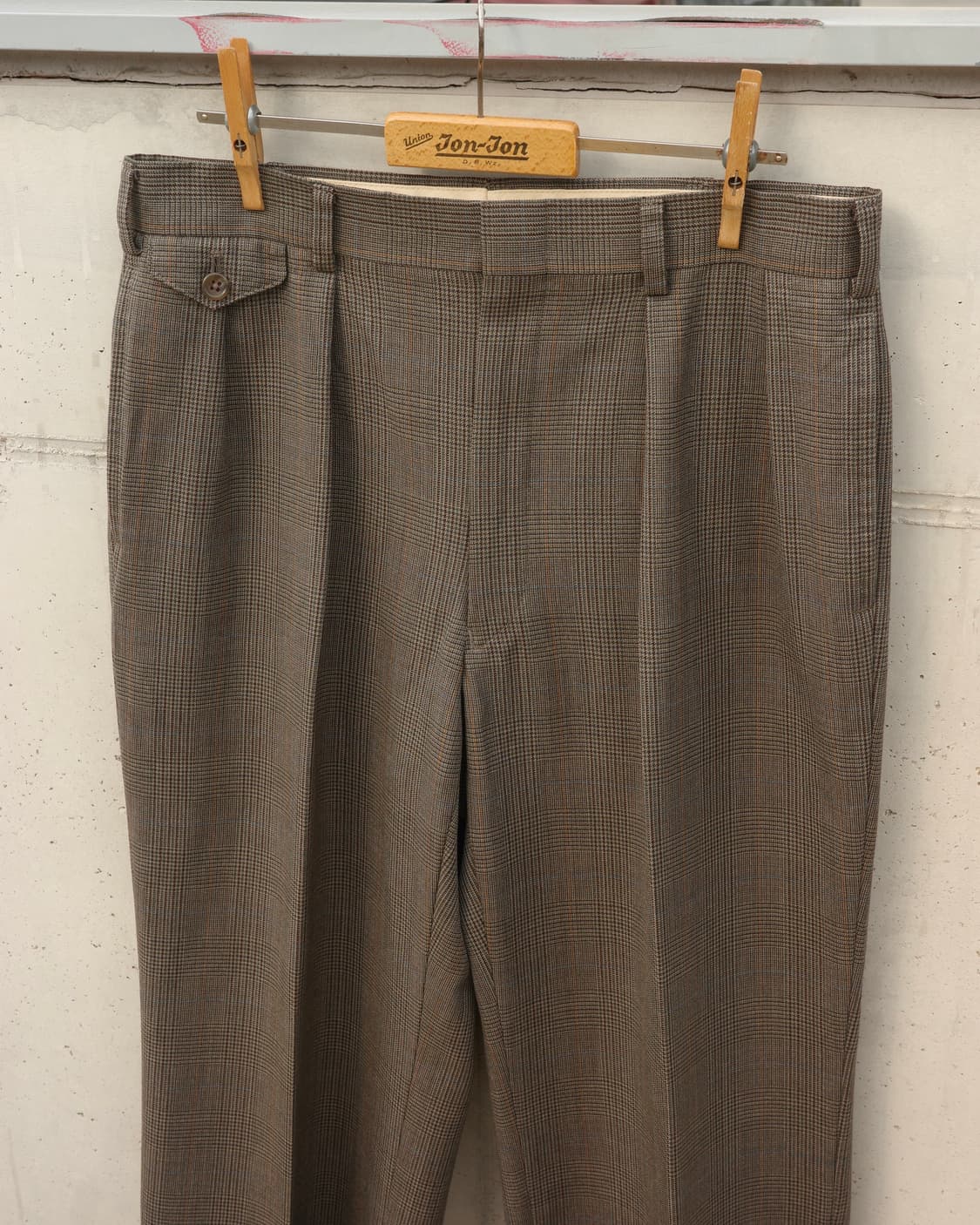 90s J press 올드 타입 포워드 핀턱 체크 슬랙스 상품이미지2