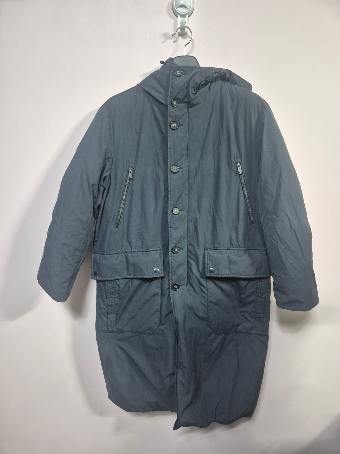 코오롱 후드 롱 패딩 코트 네이비 상품이미지2