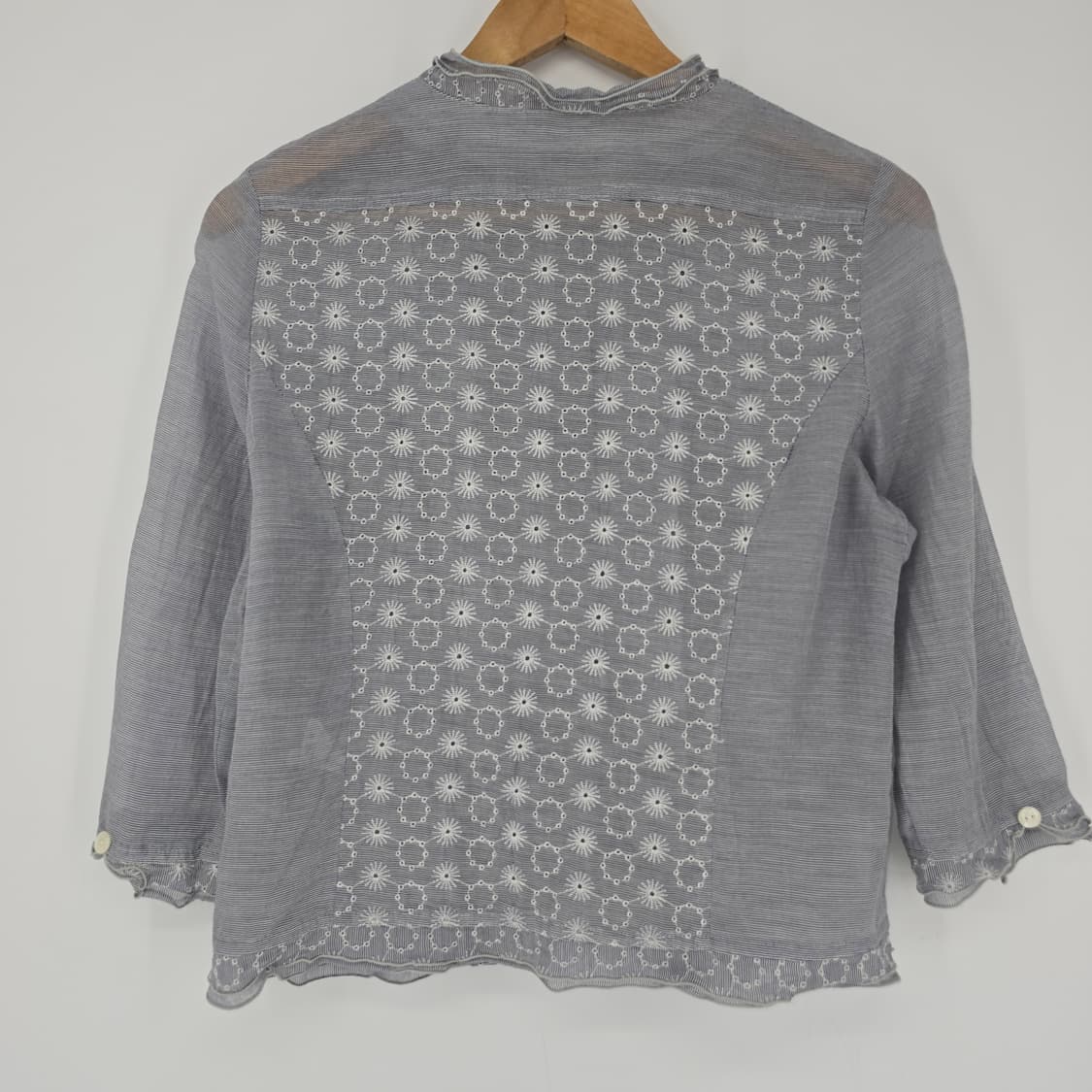 일본 빈티지 자수 블라우스 스트라이프 7부 상품이미지8